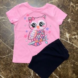 Owl tee and short set